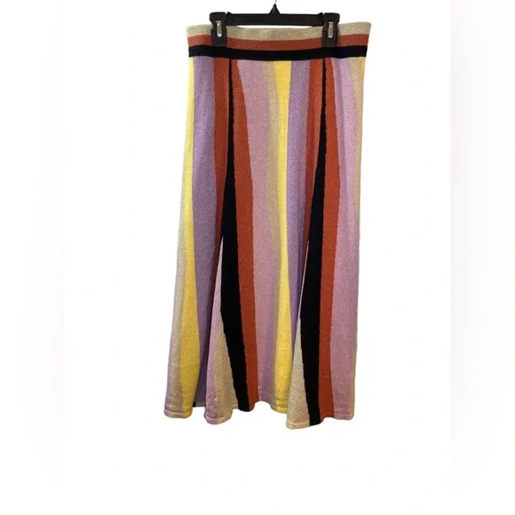 LAIA by Anthropologie | size 6 shimmery striped wool blend colorful skirt - Picture 3 of 9